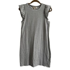 Michael Kors Women's Striped Dress‎ With Zipper Detail White Gray Small New!!